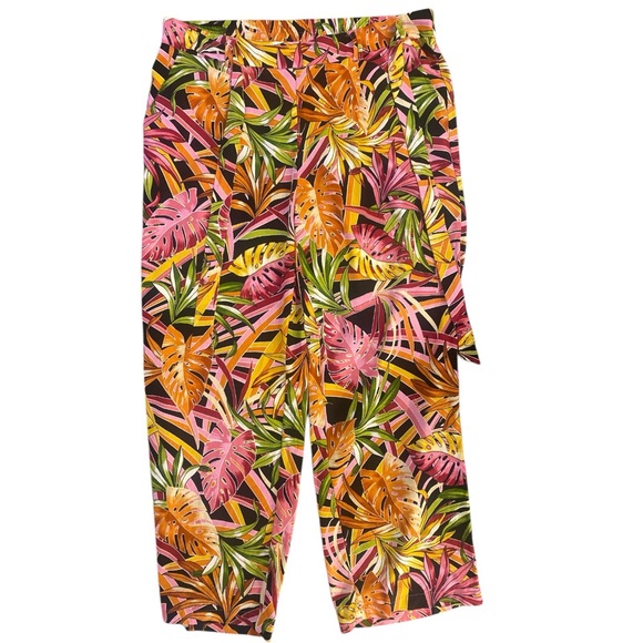 Ashley Stewart Pants Women’s 18 Vibrant Tropical Linen Blend Light Flowy Comfort - Picture 4 of 10